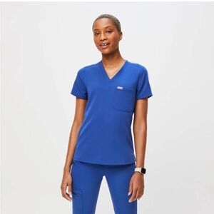 Figs Catarina One Pocket Scrub Top Winning Blue Sz Large